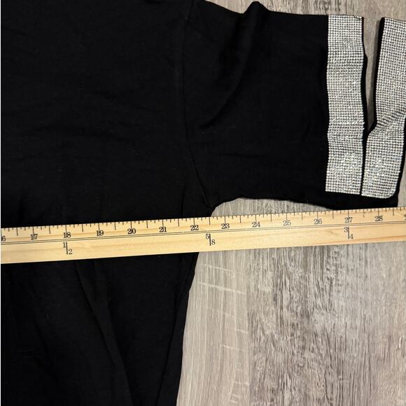 WHY Dress Black Rhinestone Graphic Face Tee Shirt Women’s XL Glam Sparkle - Picture 9 of 11